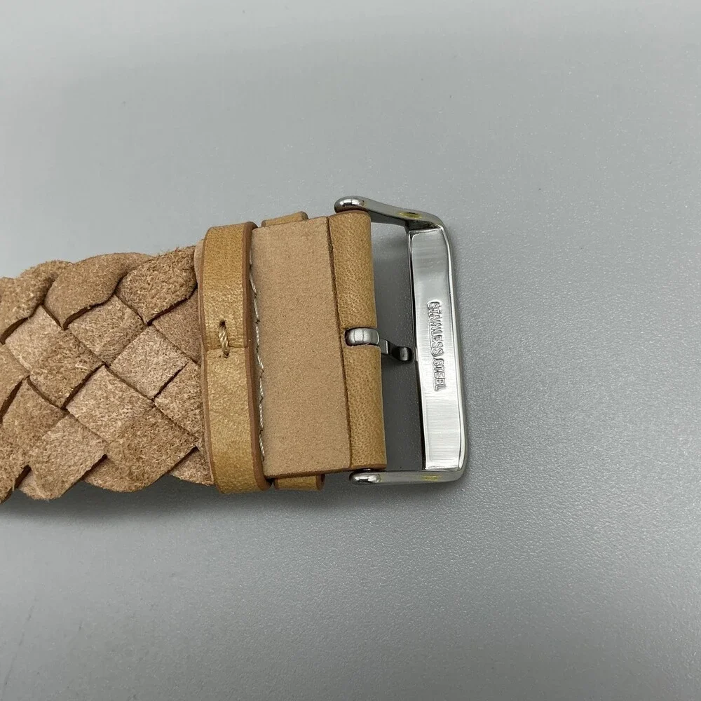 Fossil JR-1292 Mens Watch 34mm White Dial Silver Tone Brown Leather New Battery